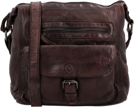 Hide & Stitches Paint Rock Schoudertas - 100% Leer - Donkerbruin