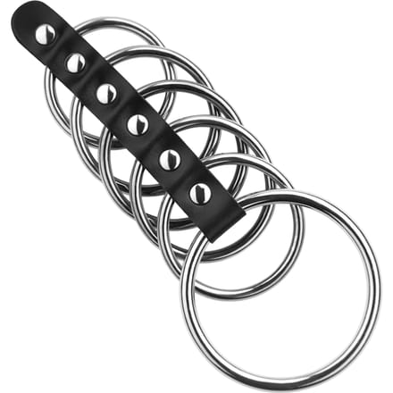 Rimba - Balzak- En 5 Penisringen Van Metaal Met Leren bandje - Diameter 55 En 40 mm