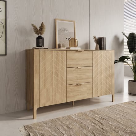 Meubella - Montera - Dressoir - Eikenpatroon - 154x41x96 cm