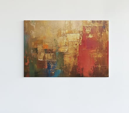 Canvas Schilderij - Abstract - Rood en Goud - 60x40x2 cm