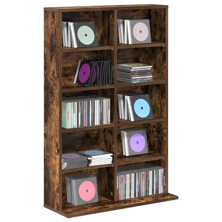 vidaXL - CD - Kast - Gerookt - eiken - 65 - x - 23,5 - x - 97,5 - cm - Bewerkt - hout