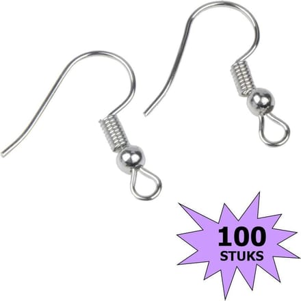 Fako Bijoux® - Oorbel Haakjes - Staal Kleurig - 100 Stuks