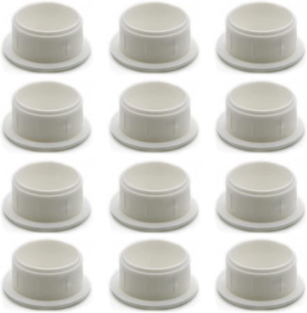 12 stuks witte afdekstoppen voor buizen Ø 13 mm – polyethyleen – 16 x 13 mm
