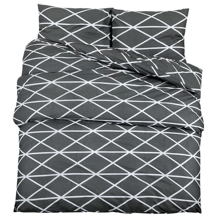 vidaXL - Dekbedovertrekset - 240x220 - cm - katoen - donkergrijs - en - wit