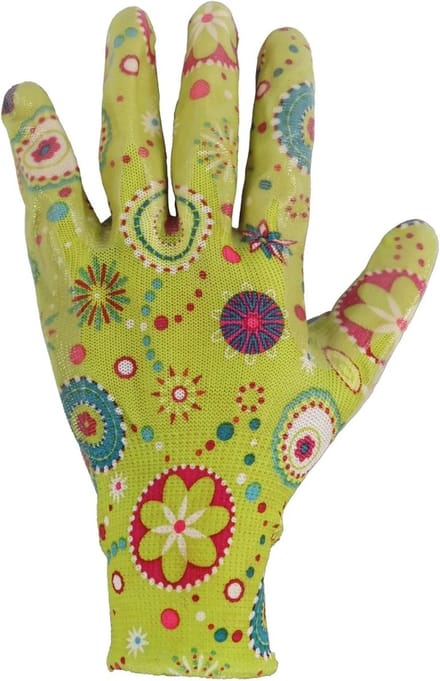 Talen Tools - Werkhandschoenen - Tuinhandschoenen - Polyester - Gebloemd - Nitrilcoating - Maat S