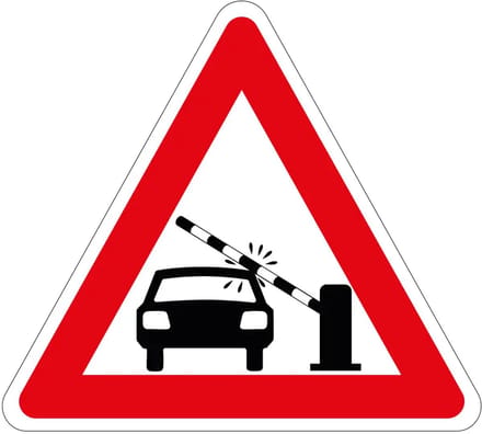Pas op slagboom auto's sticker | 20 cm