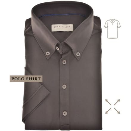 John Miller Polo Short Sleeve Button-Down Hyperstretch Donker Bruin / male