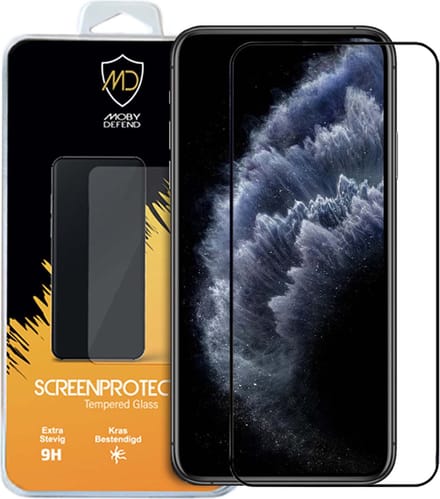 MobyDefend Screenprotector - Geschikt voor Apple iPhone 11 Pro Max / iPhone XS Max - Screensaver Met Zwarte Randen - Gehard Glas