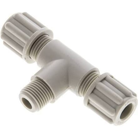 6x4mm En G1/8'' PP T-Vormige Knelfitting Met Buitendraad 10 Bar