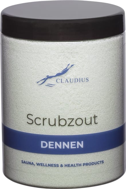 Scrubzout Dennen in handige pot - 1250 gram - met zwarte deksel - Hydraterende Lichaamsscrub