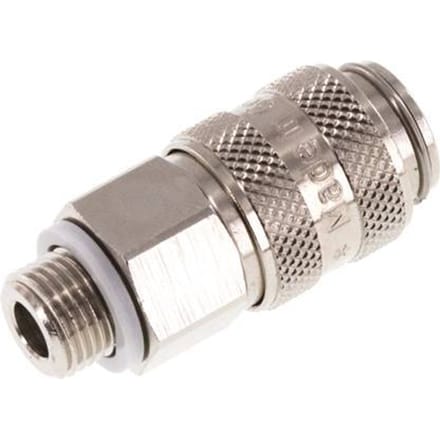 Vernikkeld Messing DN 5 Luchtkoppeling Snelkoppeling G 1/8 inch Buitendraad Double Shut-Off - CLS5-M-BN-SV-018