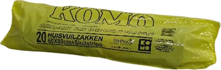 Plastic afvalzak LDPE 60x80 cm 51µ grijs - komo