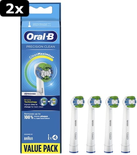 2x Oral-B Opzetborstel Precision Clean 4 Stuks