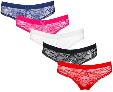 J&C 5-Pack Dames Slips Lage Taille – Microfiber met Kant – Assorti – Maat L