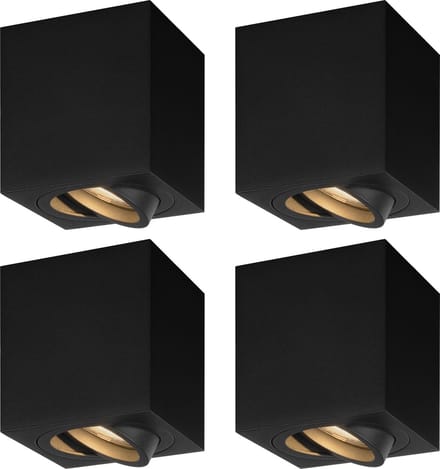 Ledvion - 4X LED Opbouwspots - Dimbaar - 3W - 2700K - Zwart
