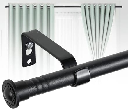 Matzwarte gordijnroede 16 mm - verstelbaar - 76-224 cm