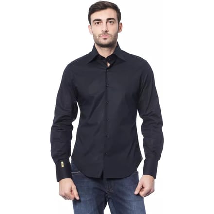Billionaire Italian Couture Blauwe Katoenen Overhemd voor Mannen