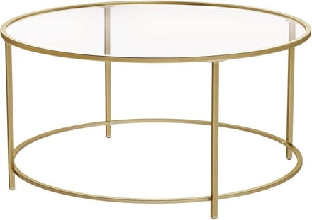 Ronde Glazen Salontafel 84 cm - Goud