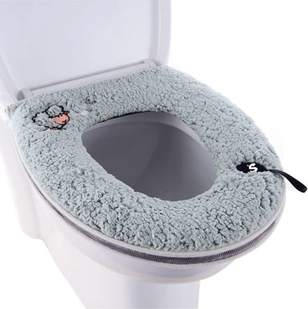Warme pluche wasbare dikke toiletstoelhoes met handvat en rits