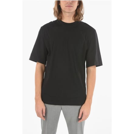 Jersey MINIMAL T-shirt met elastische nylon mouwen in zwart