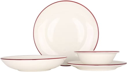 Bonna Serviesset (Medium) - Linea Burgundy - 24 delig - 6 persoons - Porselein