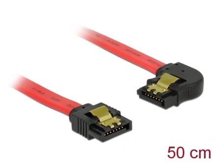 Delock SATA 6 Gb/s Cable straight to left angled 50 cm red