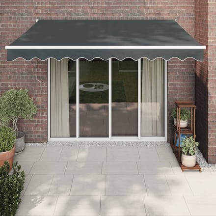 vidaXL - Uitschuifbare - luifel - Antraciet - met - Witte - Frame - 3,5 - x - 2,5 - m