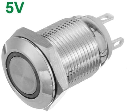 OTRONICÂ® Drukknop | Moment - puls | 5V LED Oranje | RVS | 12mm