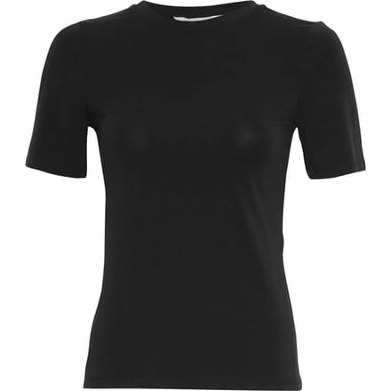 T-shirt met geribde ronde hals, model 'Betrina'