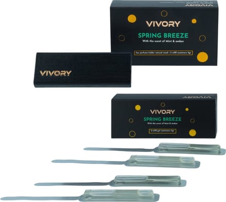 Vivory Luxe Autoparfum Voordeelset– Complete set inclusief drie extra refills. Spring Breeze, met de geur van Amber en Mint