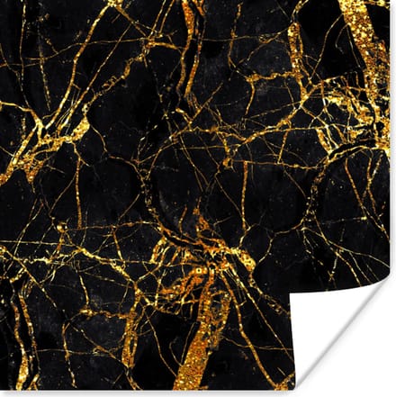 Poster Goud - Marmer - Glitter - Luxe - 75x75 cm