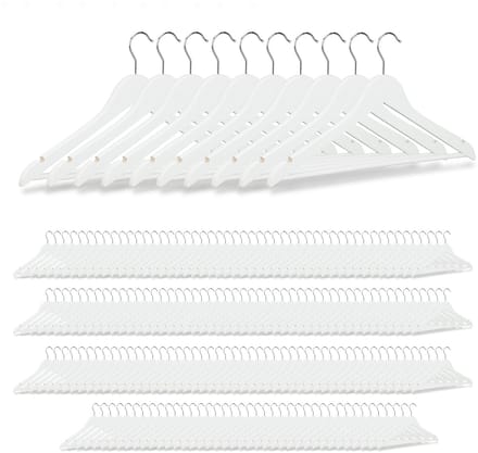 200x kledinghanger hout - broekhanger - klerenhanger - draaibare haak - wit