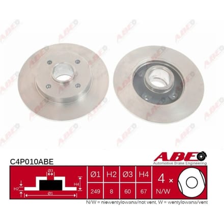 Remschijf ABE C4P010 achter, volledig, 1 Stuk