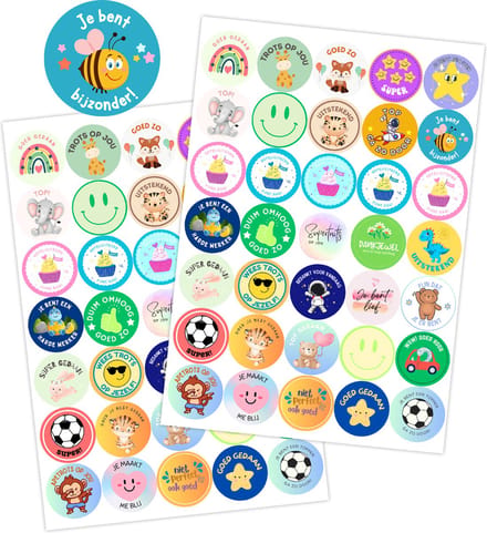 Beloningsstickers voor Kinderen - 2 Stickervellen met 70 Stickers