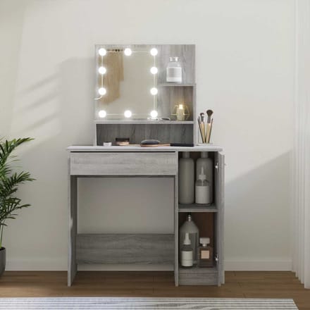 vidaXL - Kaptafel - met - LED - 86,5x35x136 - cm - grijs - sonoma - eikenkleurig