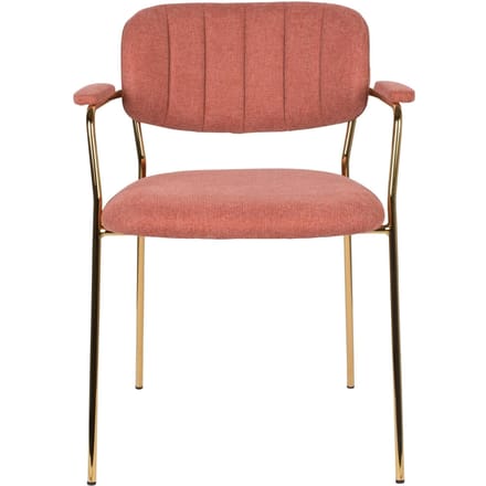 Housecraft Living Jolien Eetkamerstoelen armleuning Goud/Roze - Set van 2