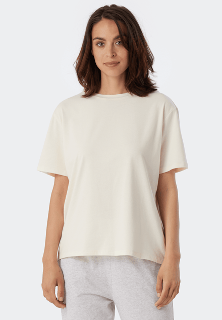 SCHIESSER Mix+Relax T-shirt - dames shirt korte mouwen cremekleurig