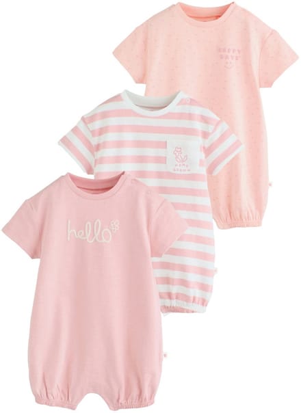 Next - Meisjes - over print - Verpakking van 3 jersey babyrompertjes - Roze