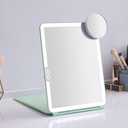Opvouwbare LED Make-up Spiegel met Touchscreen - 3 Lichtstanden, Oplaadbaar - Reis & Tafelgebruik