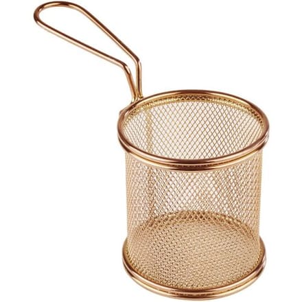 GGM Gastro (6 Stück) Servier Frittierkorb - SNACKHOLDER - Edelstahl - Ø 90mm - Kupfer
