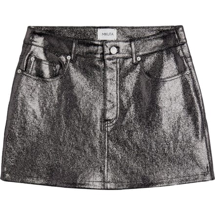 Mikuta The Silver Coated Leather Skirt Größe: S | Miniröcke Outlet | Damen | Grau