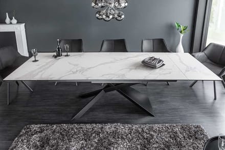 Uitschuifbare eettafel EUPHORIA 180-220-260cm marmer wit keramiek gemaakt in Italie - 40122
