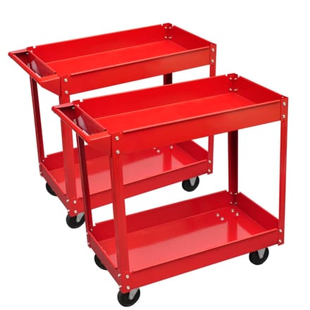 vidaXL - 2 - st - Gereedschapstrolley - met - 2 - schappen - 100 - kg