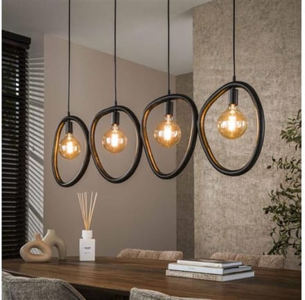 Hanglamp 4L organic steel - Artic zwart