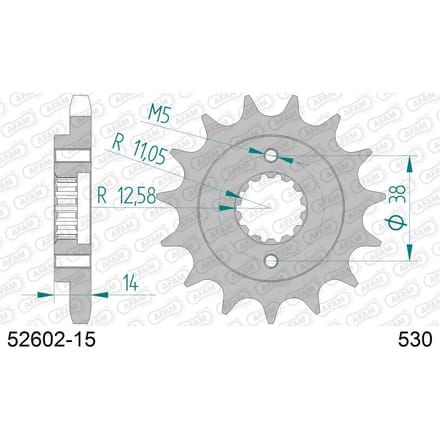 Stalen motortandwiel voor Afam 530 15 dents