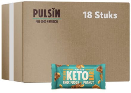 Pulsin | Keto Bar | Chocolate Fudge | 18 Stuks | 18 x 50 gram