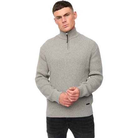 Crosshatch Heren Havaline gebreide Quarter Zip Pullover (Grijze Mergel)