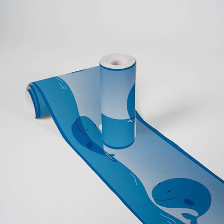 WALVISSEN BEHANGRAND | Zelfklevend - blauw - A.S. Création Lovely Kids