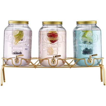 Distributeur de boissons 8L Distributeur de boissons pour fêtes Verre avec support 3 pièces