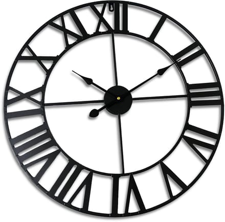 Wandklok - Ø 60 cm - Romeinse cijfers - zwart
